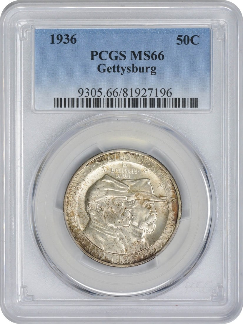 PCGS MS66 1936 Silver Gettysburg Commemorative Half Dollar Coin (1 of 3)