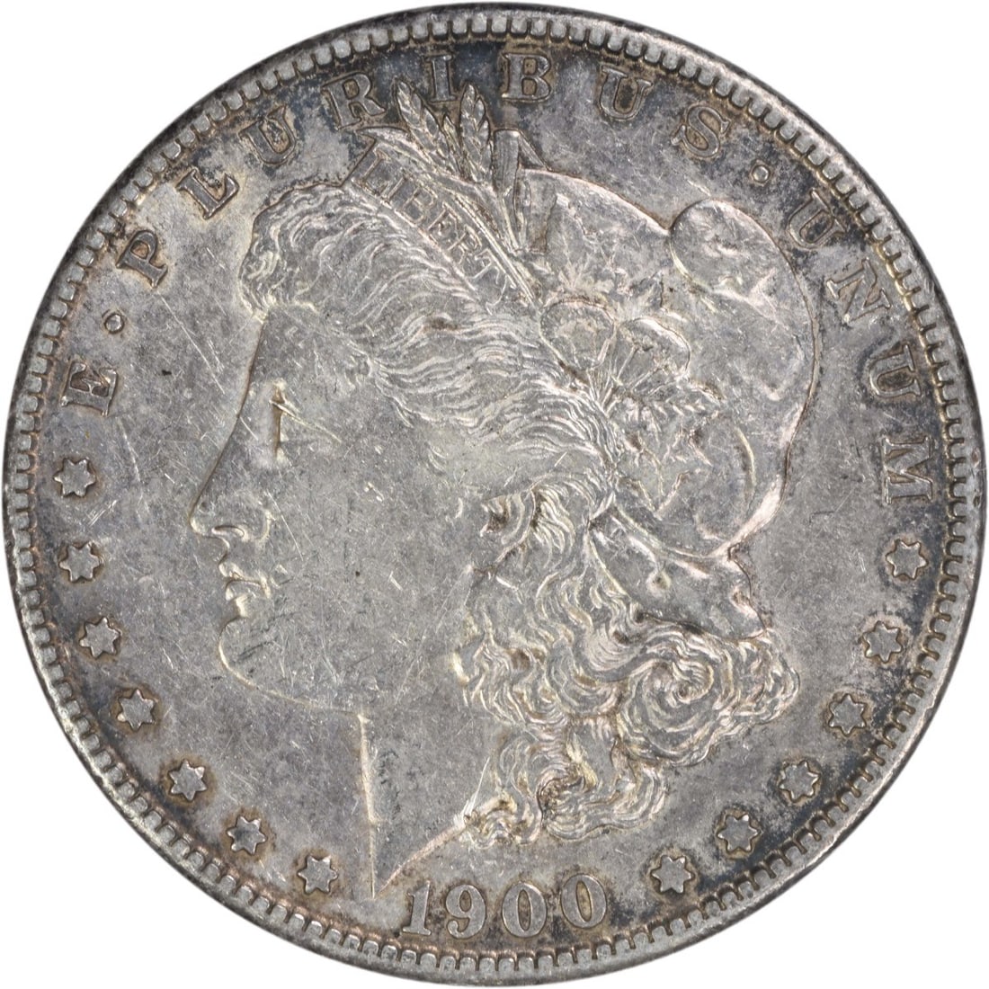 San Francisco 1900-S Morgan Dollar EF 90% Silver Uncertified US Coin: San Francisco 1900-S Morgan Dollar EF 90% Silver Uncertified US Coin This is a 1900-S Morgan Silver Dollar struck at the San Francisco Mint. The coin is composed of 90% silver and 10% copper, with a d