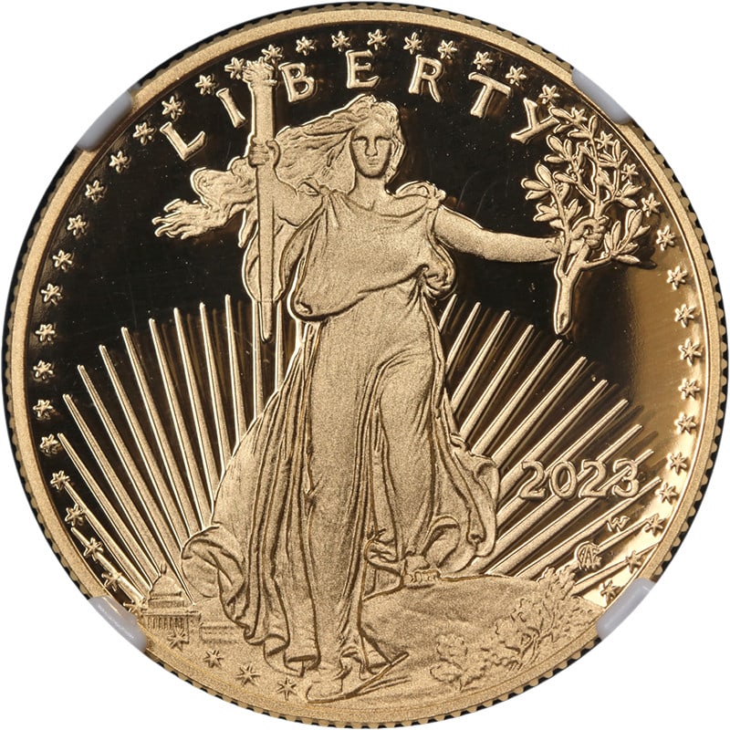 2023-W Gold American Eagle $25 NGC PF70 Ultra Cameo Coin: 2023-W Gold American Eagle $25 NGC PF70 Ultra Cameo Coin This stunning 2023-W Gold American Eagle $25 coin features an impressive grade of NGC PF70 Ultra Cameo, signifying its perfect condition with e