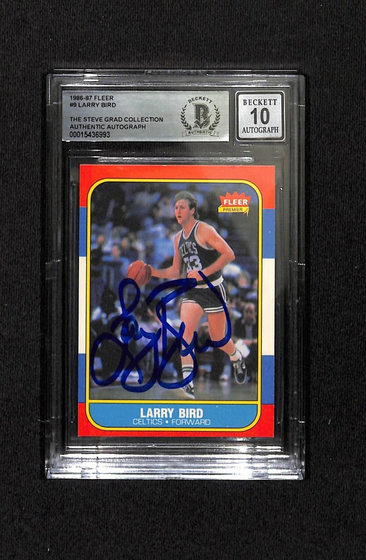 Beckett Authenticated Larry Bird 1986-87 Fleer #9 Autograph Card Grade 10 (1 of 1)