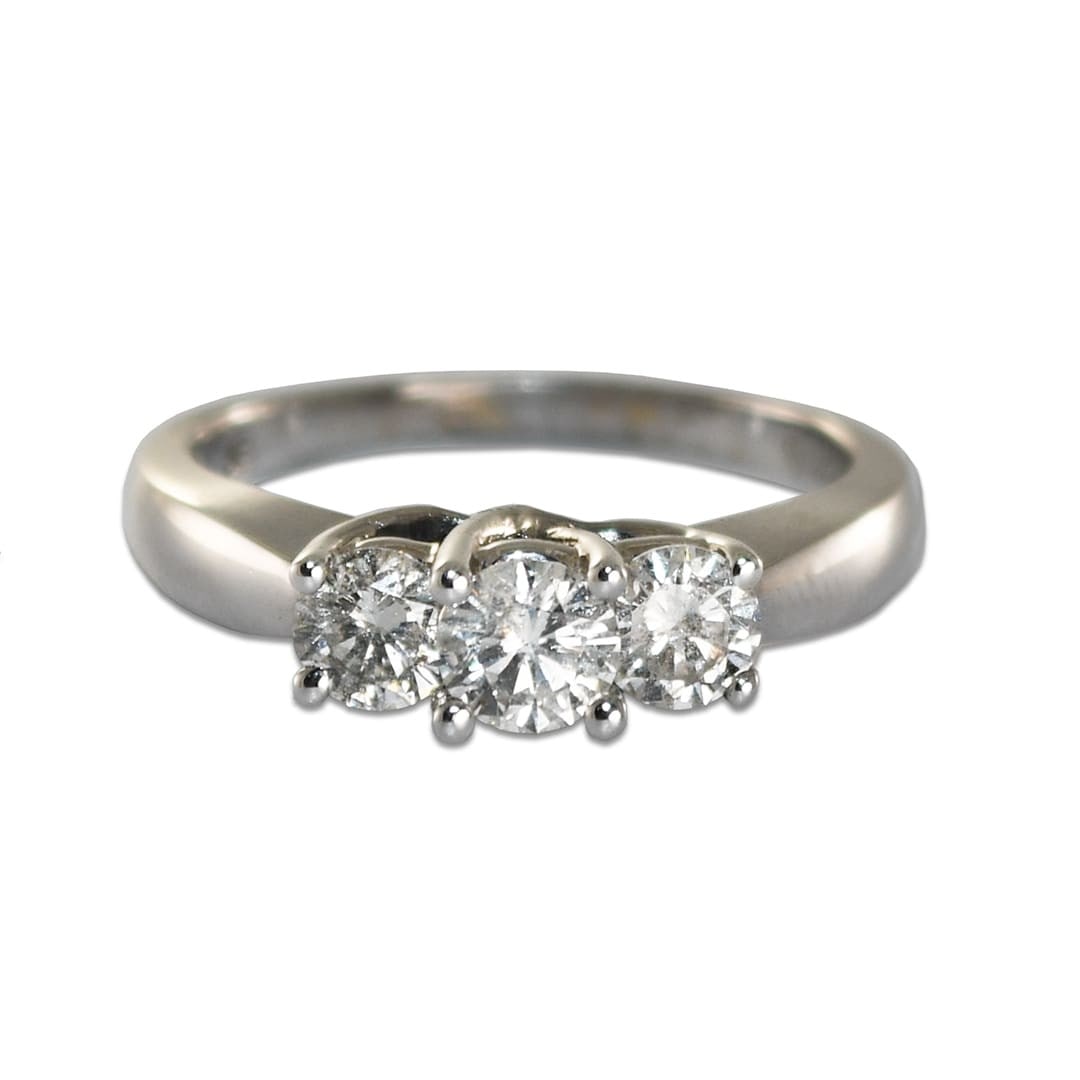 Round Diamond Trio Ring 14K White Gold Size 7.25 (1 of 6)