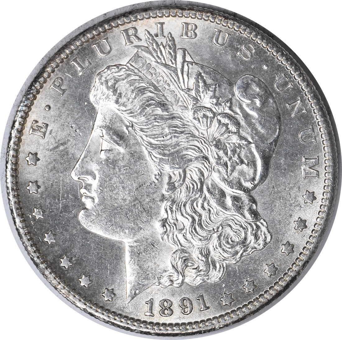 Uncirculated 1891-S Silver Dollar Morgan BU San Francisco Mint: Uncirculated 1891-S Silver Dollar Morgan BU San Francisco Mint This is an uncirculated 1891-S Morgan Silver Dollar from the United States. The coin is composed of silver and features the S mint mark. 