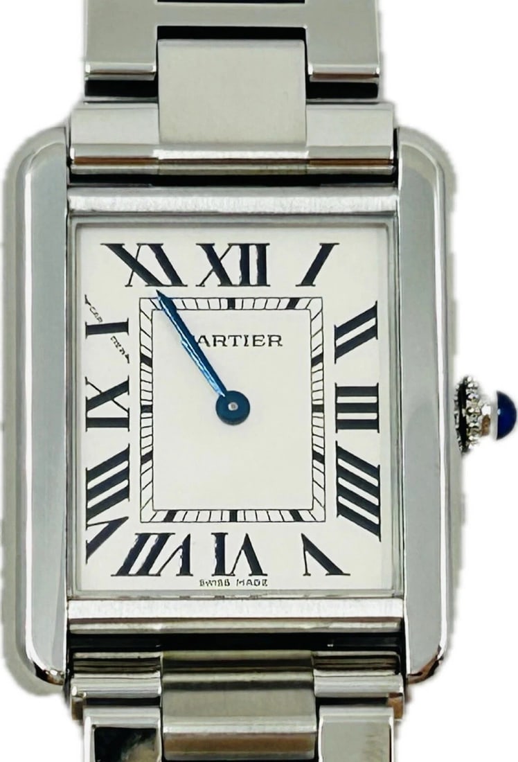 Cartier Tank Solo Ladies Quartz Stainless Steel Silver Watch W5200013 3170 SM: Cartier Tank Solo Ladies Quartz Stainless Steel Silver Watch W5200013 3170 SM This Cartier Tank Solo W5200013 3170 SM is a sophisticated ladies' wristwatch featuring a quartz movement and a stainless 