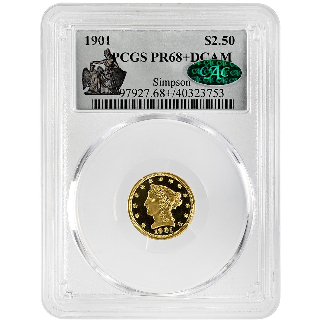 1901 Liberty Head $2.50 Gold PCGS CAC PR68+DCAM (1 of 4)