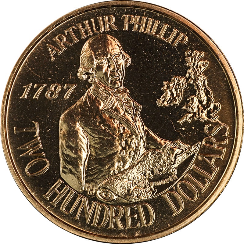 1987 Australia Arthur Phillip $200 Gold Coin 10g UNCERTIFIED (1 of 3)