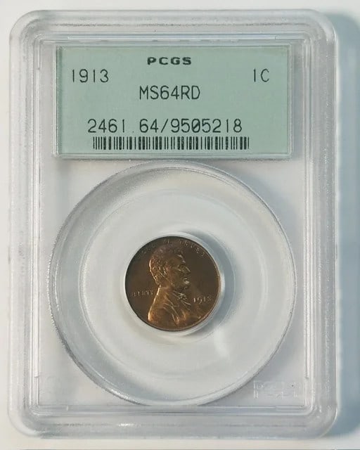 PCGS MS-64 RD 1913 Lincoln Cent Penny Old Green Holder (1 of 2)