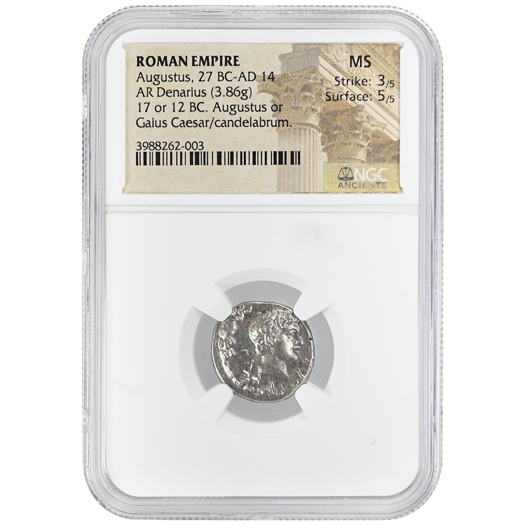 NGC MS Augustus AR Denarius Ancient Roman Silver Coin (1 of 4)