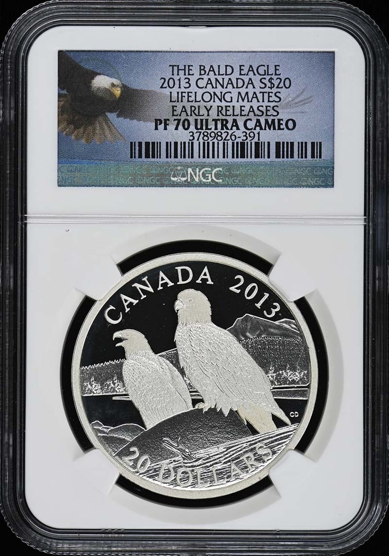 NGC PR70 2013 Canada Lifelong Mates Silver 20 Dollar Coin: NGC PR70 2013 Canada Lifelong Mates Silver 20 Dollar Coin This 2013 Canada Lifelong Mates $20 coin is certified by NGC with a perfect PR70 grade. The coin is un-used and in pre-owned condition, displa