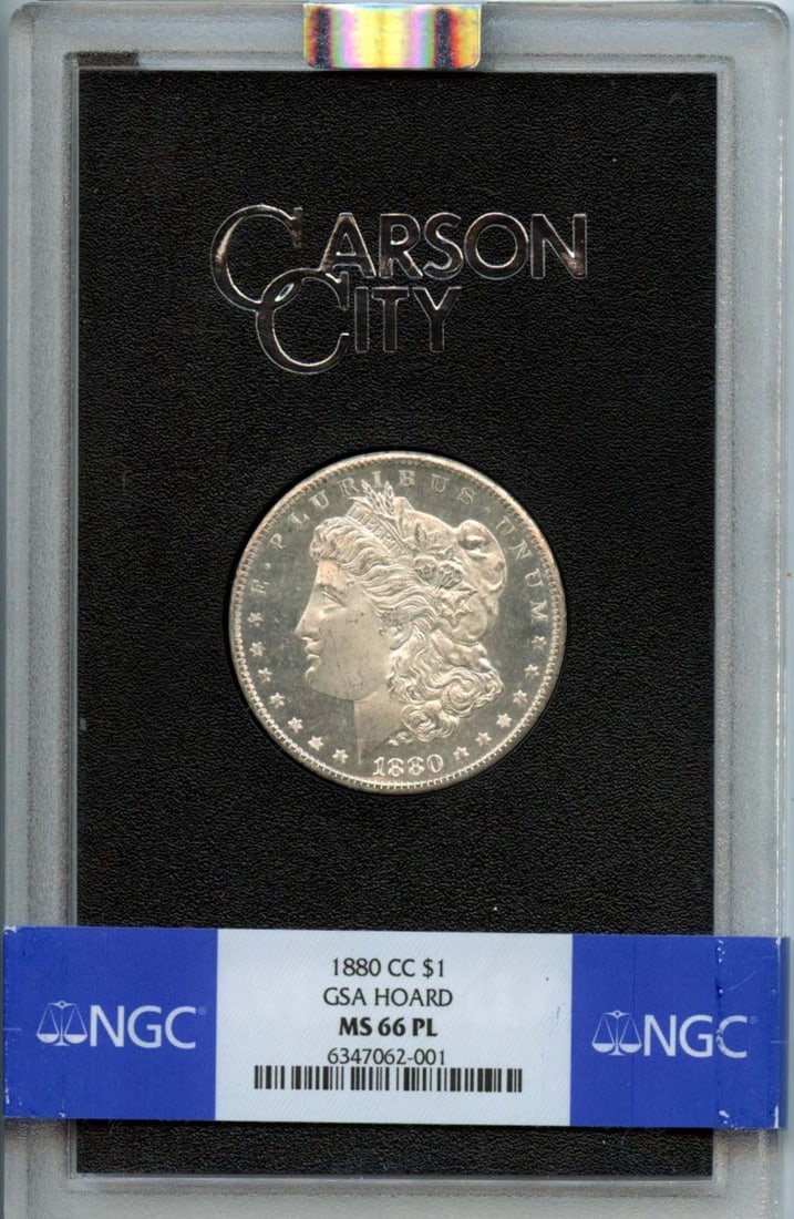 NGC MS66PL 1880 Carson City Morgan Dollar GSA Hoard: NGC MS66PL 1880 Carson City Morgan Dollar GSA Hoard This 1880-CC Morgan Dollar originates from the GSA Hoard and is certified by NGC with a grade of MS66 Proof-Like. Struck at the Carson City Mint, th