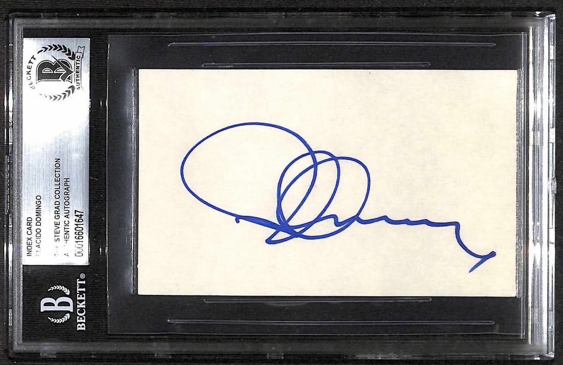 Placido Domingo Signed 3x5 Index Card Beckett Authenticated (1 of 1)