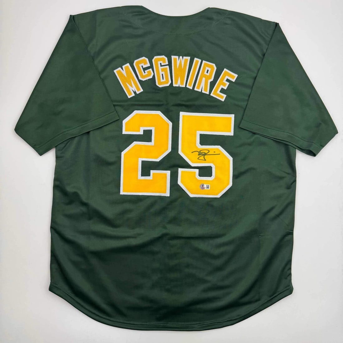 Mark McGwire Signed Oakland Athletics Green Custom Jersey Beckett BAS COA (1 of 4)