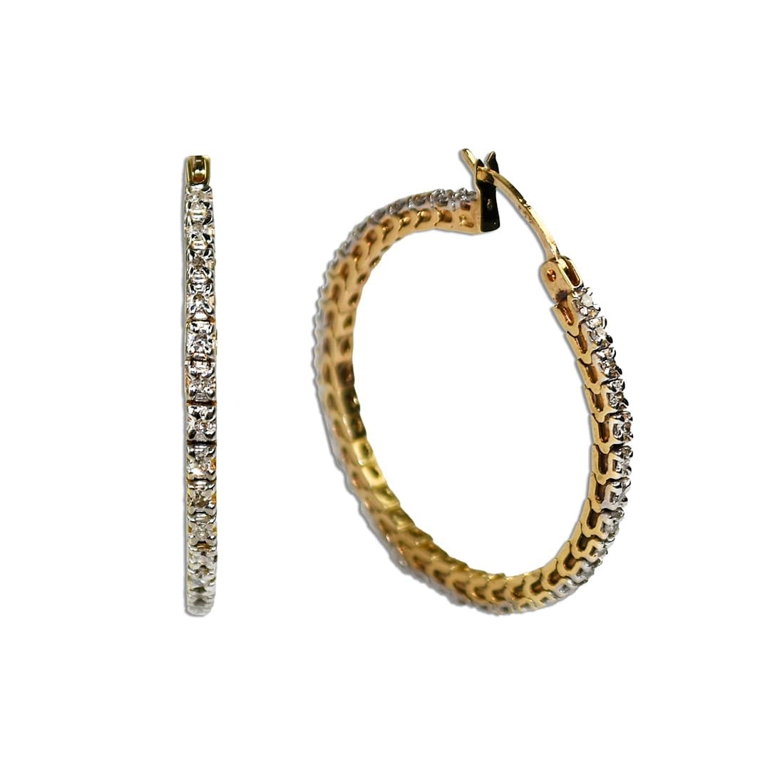 Diamond Hoop Earrings in 10k Yellow Gold 0.25 ctw (1 of 6)