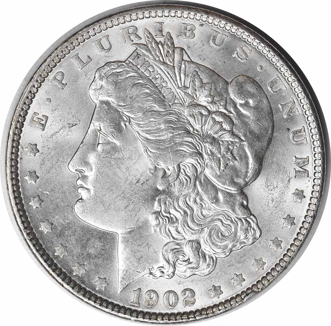 1902 Silver Dollar Morgan Choice Brilliant Uncirculated Uncertified: 1902 Silver Dollar Morgan Choice Brilliant Uncirculated Uncertified This 1902 Morgan Silver Dollar is in Choice Brilliant Uncirculated (BU) condition and remains uncertified. Composed of silver, this 