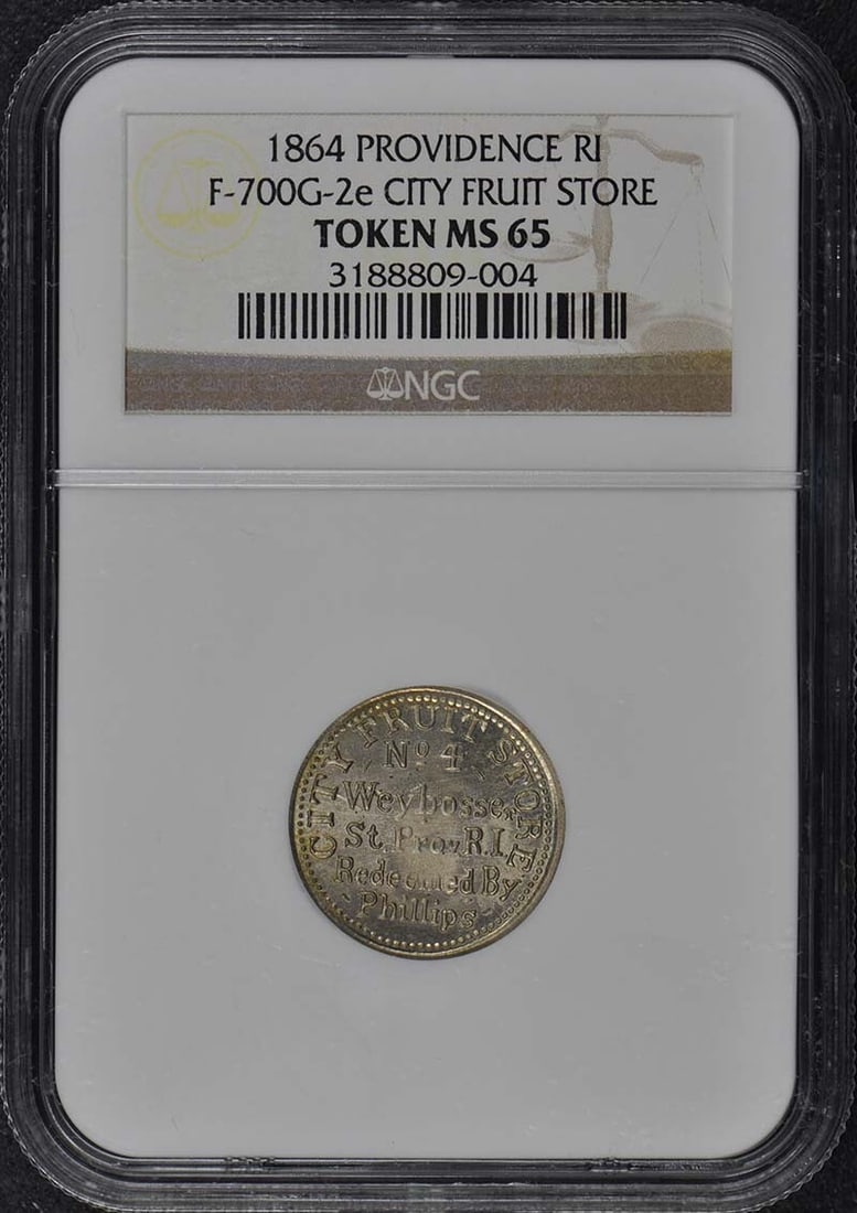 1864 Providence RI Civil War Token City Fruit Store NGC MS65 (1 of 2)