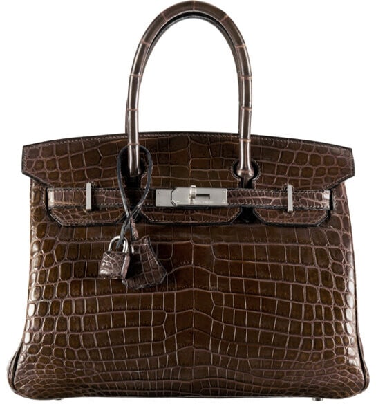 Hermes Birkin 30cm Matte Chocolate Niloticus Crocodile Brushed Palladium Hardware: Hermes Birkin 30cm Matte Chocolate Niloticus Crocodile Brushed Palladium Hardware This Hermes Birkin bag is crafted from rare matte Chocolate Niloticus crocodile leather and features brushed palladium