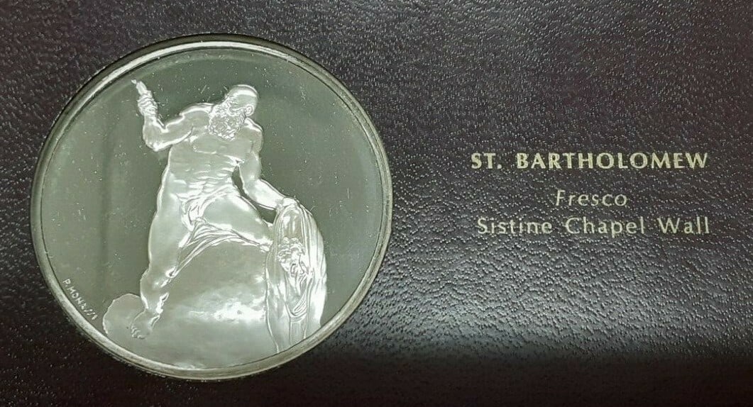 St Bartholomew Sterling Silver Medal Genius of Michelangelo Franklin Mint (1 of 2)