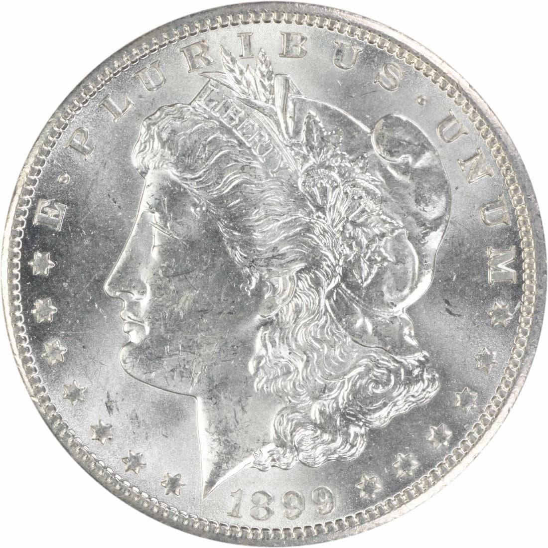 1899 O Morgan Dollar $1 Uncirculated New Orleans Uncertified: 1899 O Morgan Dollar $1 Uncirculated New Orleans Uncertified This 1899-O Morgan Silver Dollar is an uncertified example in Choice BU condition. It is an uncirculated United States $1 coin with the O m