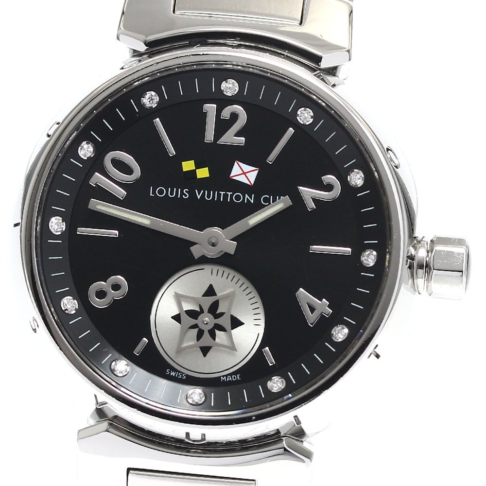 Louis Vuitton Tambour Lovely Cup Q12M1 Womens Diamond Quartz Watch: Louis Vuitton Tambour Lovely Cup Q12M1 Womens Diamond Quartz Watch Louis Vuitton Tambour Lovely Cup women's quartz wristwatch in pre-owned condition. The watch is Swiss-made and features a 12P diamond