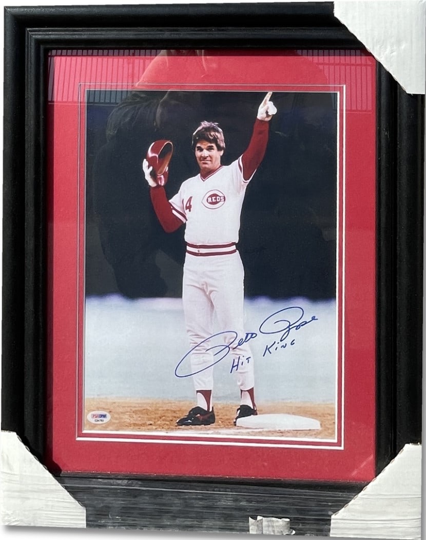 Pete Rose Signed 11x14 Photo Hit King Reds Framed PSA/DNA (1 of 3)