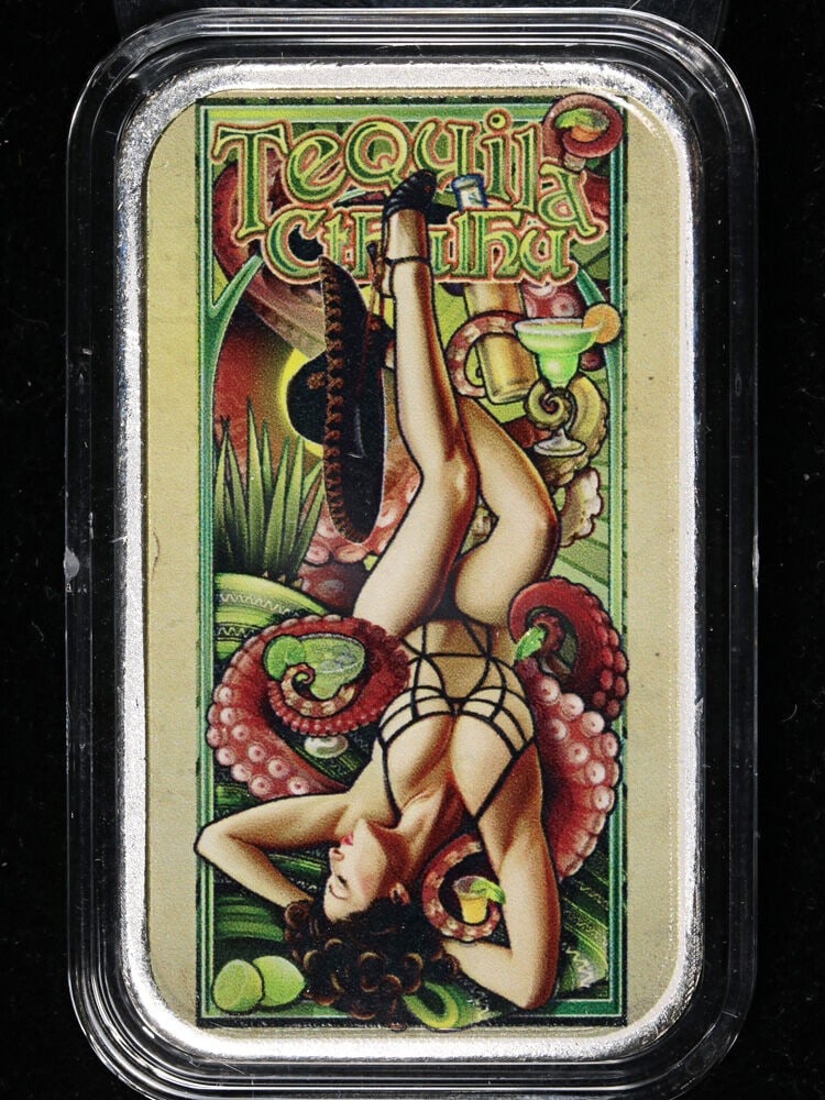 1 Oz Silver Bar Haleybug Mint Tequila Cthulhu Colorized Echo Chernik OGP (1 of 3)
