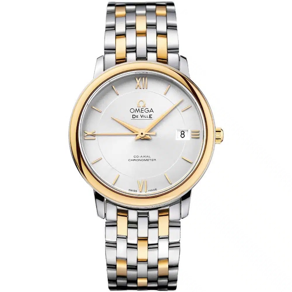 Omega Ref. 424.20.37.20.02.001 De Ville 36mm watch with card: Omega Ref. 424.20.37.20.02.001 De Ville 36mm watch with card Omega De Ville wristwatch with a silver dial, reference 424.20.37.20.02.001, offered with card. This unworn watch features an 18k yellow go