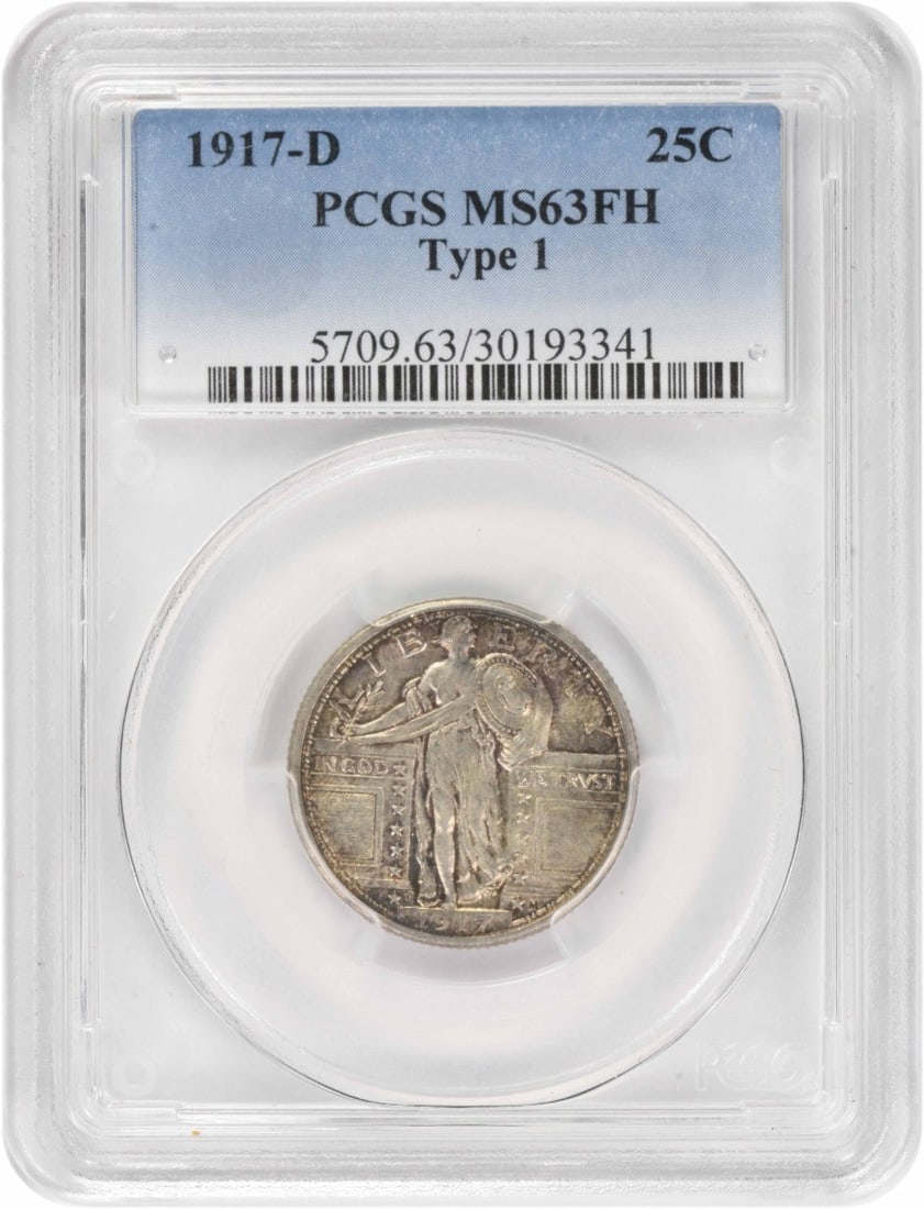 PCGS MS63FH 1917-D Standing Liberty 25C Silver Quarter (1 of 4)