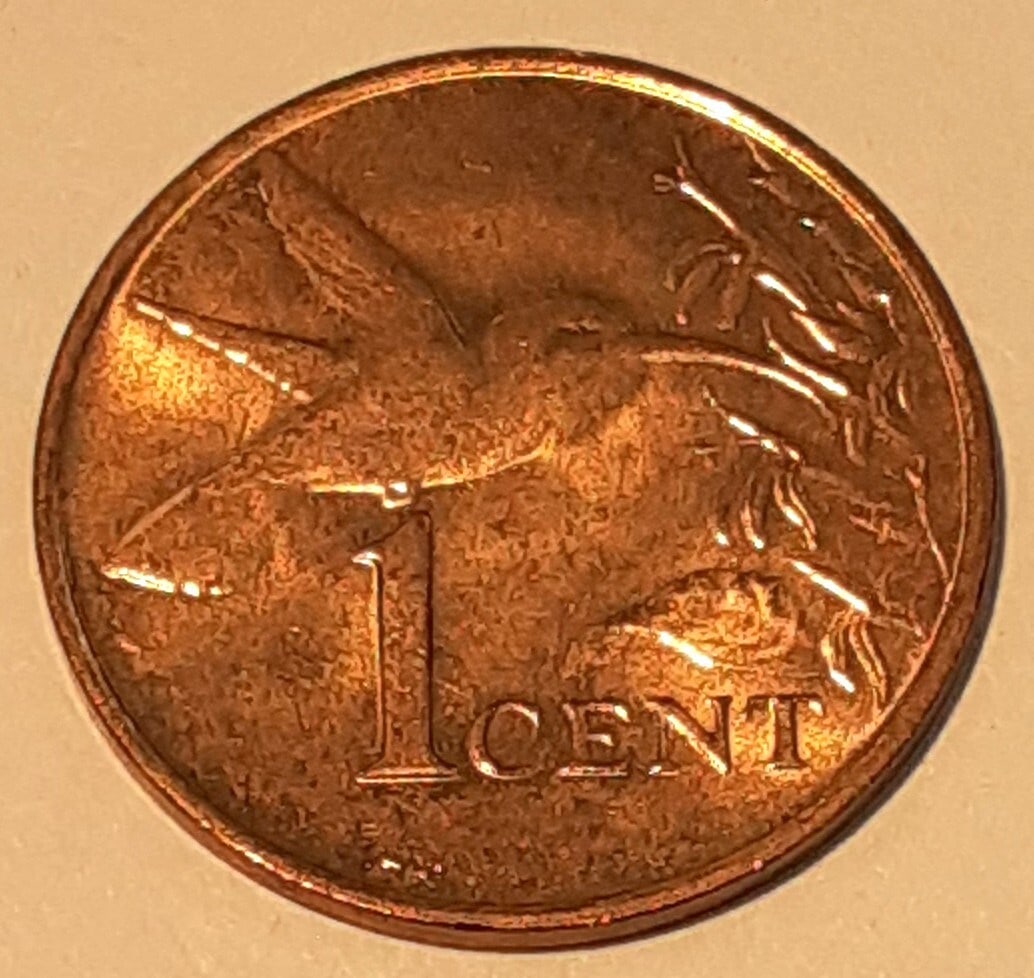 Roll of 50 Uncirculated 1997 Trinidad and Tobago 1 Cent Bronze Coins Hummingbird (1 of 3)