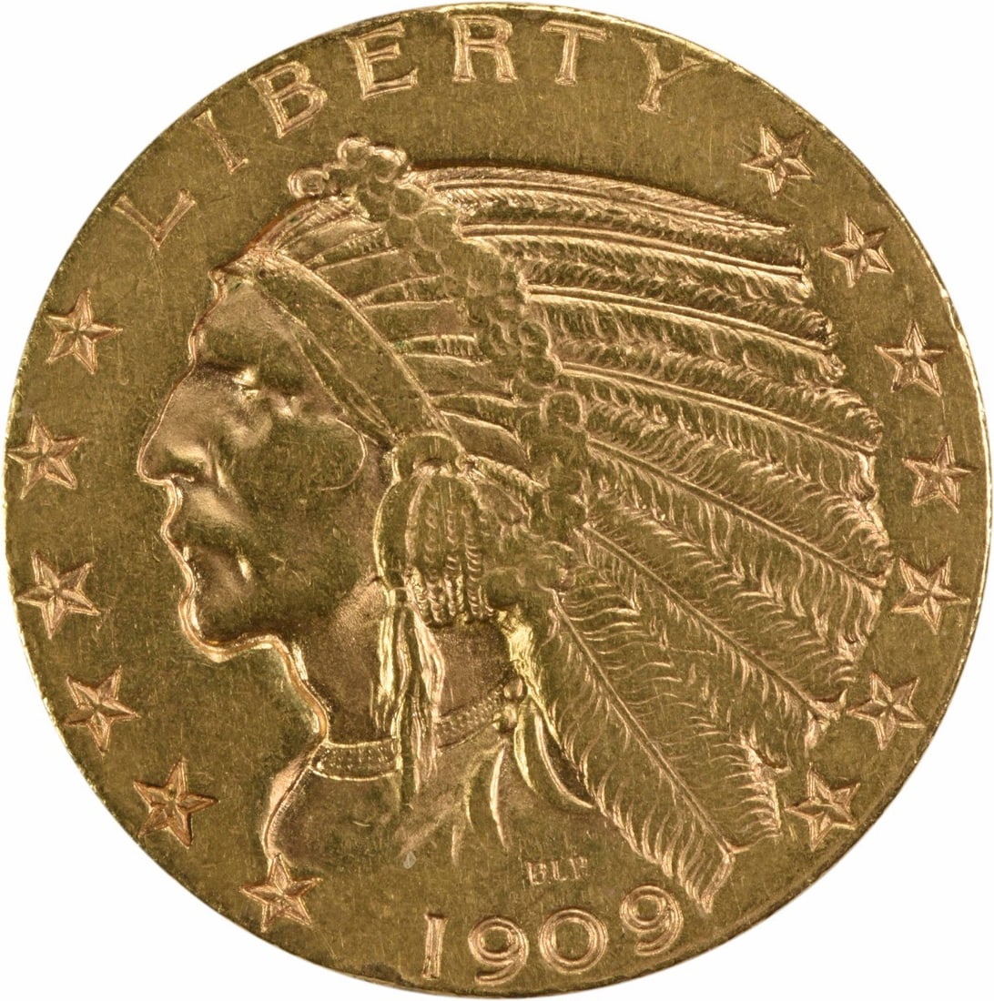 1909-D $5 Gold Indian Coin AU Uncertified Bela Lyon Pratt Design (1 of 2)