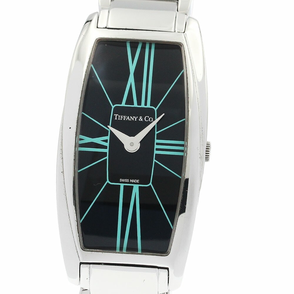 Tiffany Co Gemea Quartz Women's Stainless Steel Wristwatch: Tiffany Co Gemea Quartz Women's Stainless Steel Wristwatch This Tiffany & Co. Gemea ladies' wristwatch features a black dial and is crafted from stainless steel, including both the case and bracelet. 