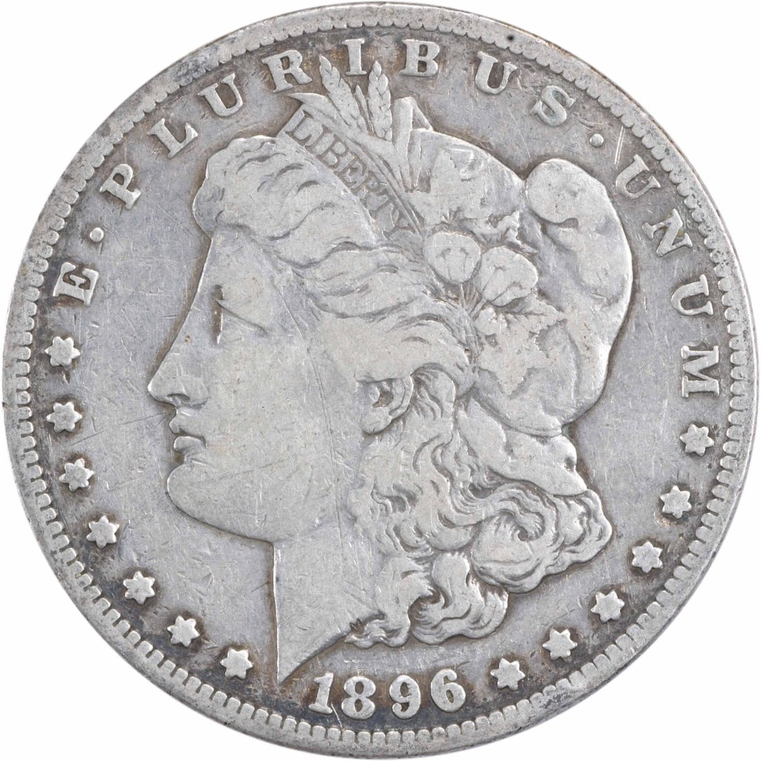 1896-S Morgan Silver Dollar VF Uncertified San Francisco Mint: 1896-S Morgan Silver Dollar VF Uncertified San Francisco Mint This 1896-S Morgan Silver Dollar, a beautiful representation of American numismatic history, features a design by George T. Morgan. The co