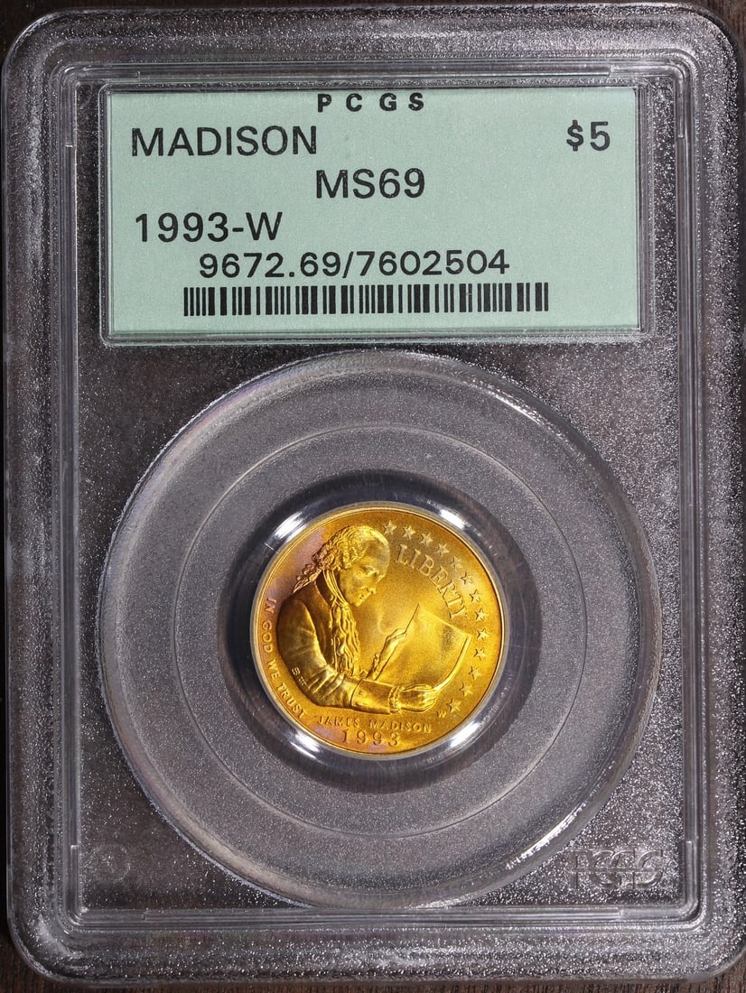 PCGS MS69 1993-W Madison $5 Gold Commemorative Half Eagle (1 of 2)