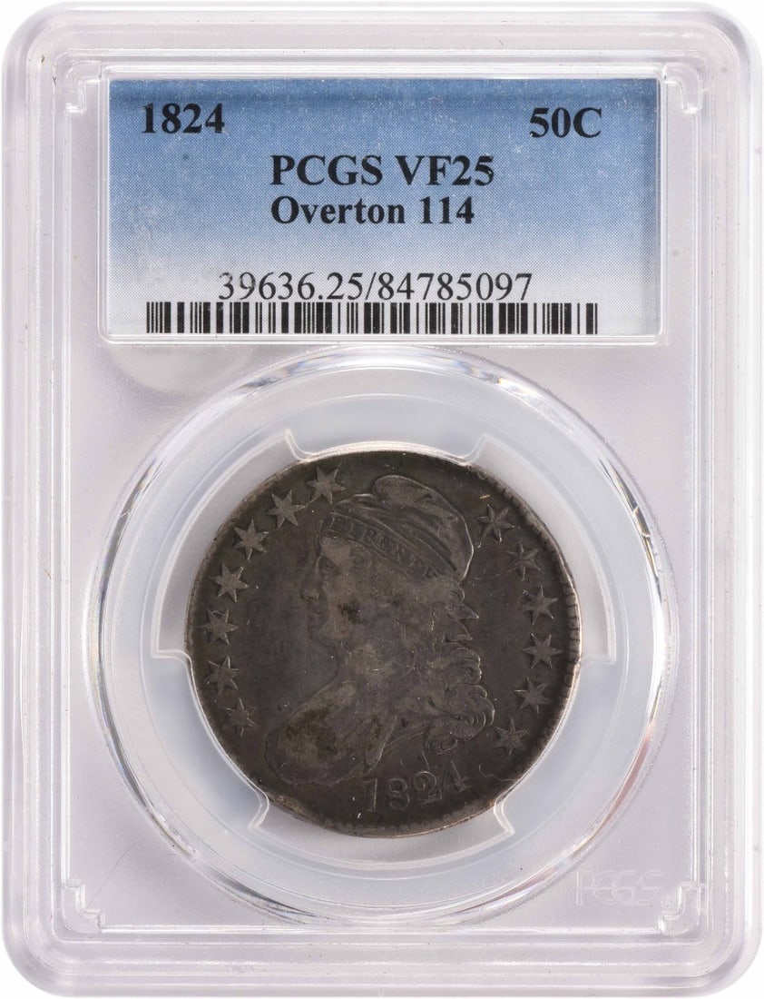 1824 Bust Silver Half Dollar O-114 VF25 PCGS Graded Coin (1 of 2)