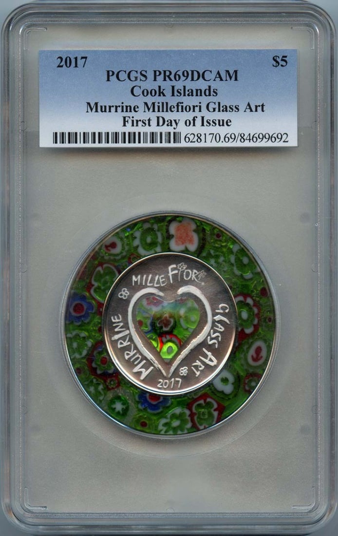 Cook Islands 2017 $5 Murrine Millefiori Glass Art PCGS PR69CAM (1 of 4)
