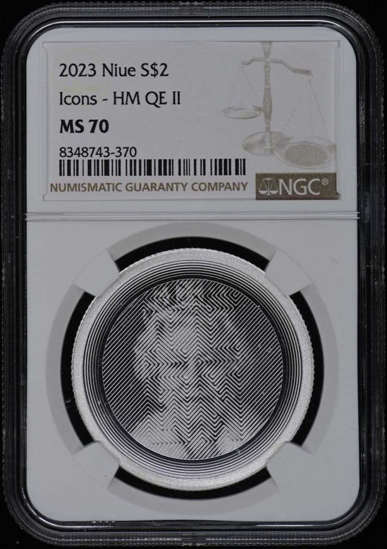 2023 Niue Icons HM QE II 2 Dollar NGC MS70 (1 of 2)