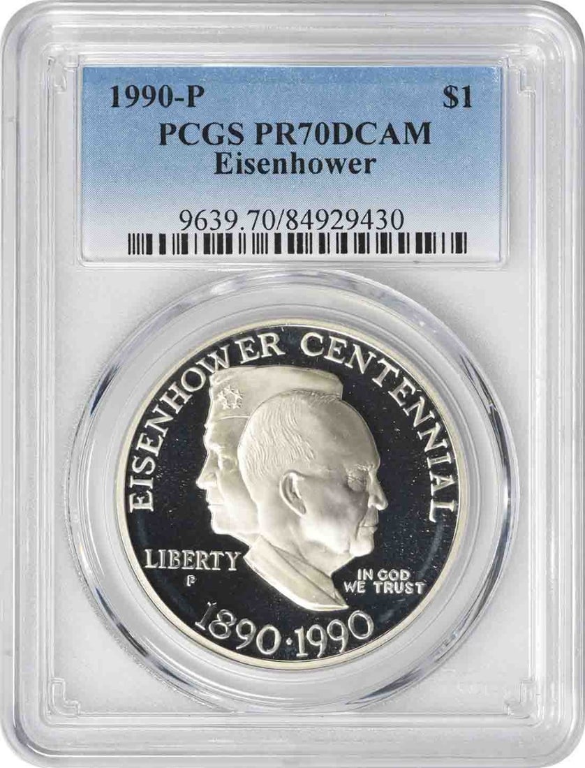 PCGS PR70DCAM 1990 P Eisenhower Silver Dollar Proof (1 of 2)