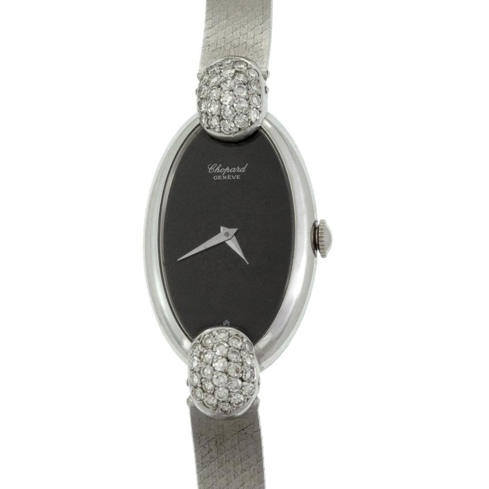 Chopard 18k White Gold Ladies Wristwatch with Diamond Onyx Oval Case (1 of 5)