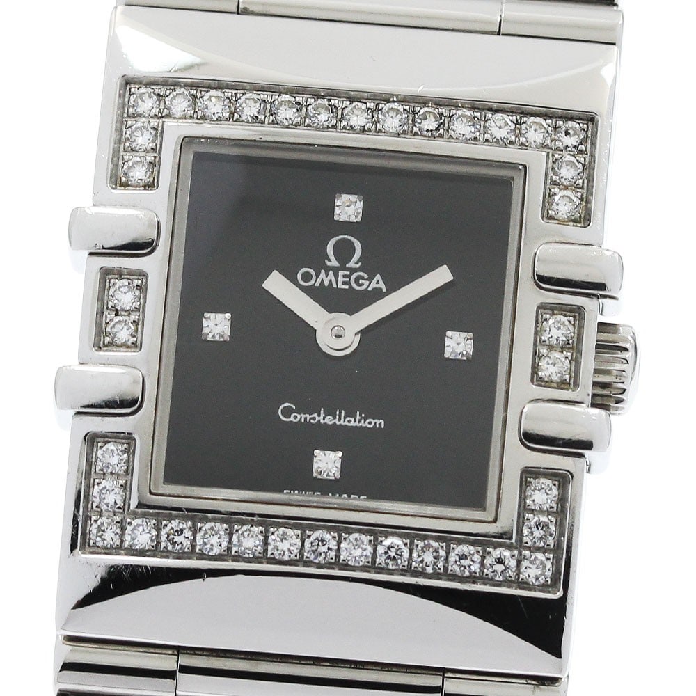Omega Constellation Carre Quadra 1528.46 Black Dial Quartz Ladies Watch: Omega Constellation Carre Quadra 1528.46 Black Dial Quartz Ladies Watch This OMEGA Constellation Carre Quadra ladies wristwatch features a stainless steel case and bracelet with a black dial. The quar