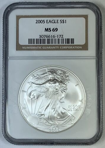 2005 Silver Eagle Dollar NGC Graded MS 69 Uncirculated Coin (1 of 2)