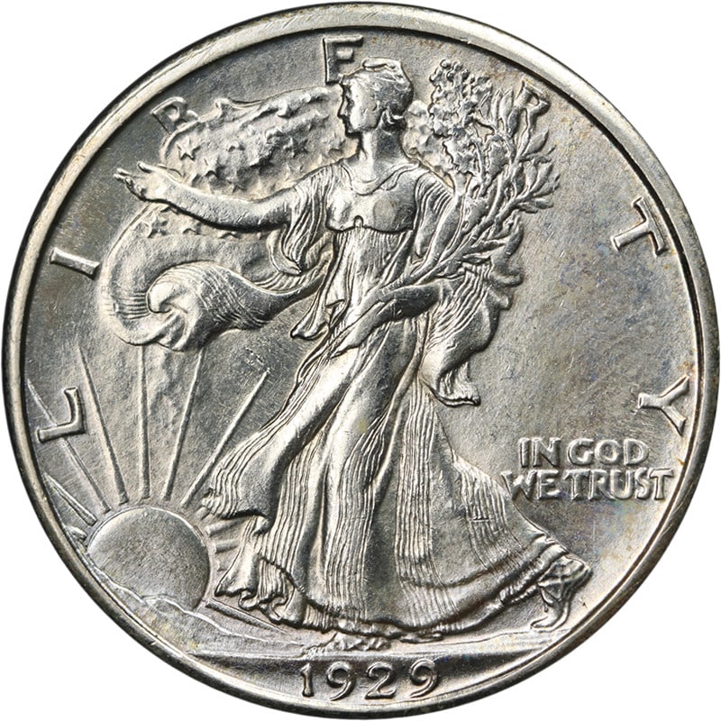 1929 D Walking Liberty Half Dollar Silver AU BU: 1929 D Walking Liberty Half Dollar Silver AU BU 1929-D Walking Liberty Half Dollar in circulated condition with great eye appeal, nice luster, and a strong strike. The coin is described as having nice