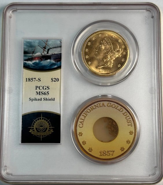 PCGS MS-65 1857-S Liberty Head Double Eagle Gold Coin S.S. Central America (1 of 4)