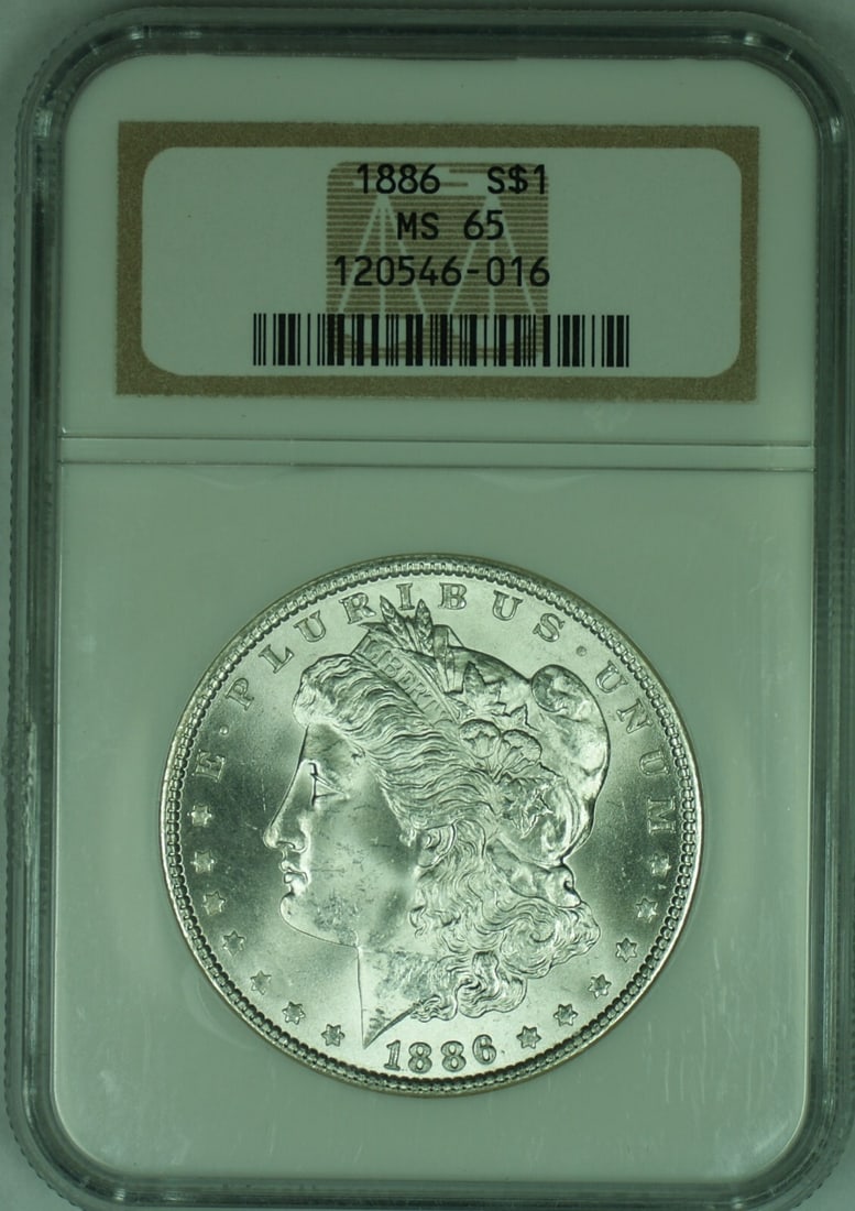 NGC MS 65 Graded 1886 Morgan Dollar Silver Coin (1 of 2)