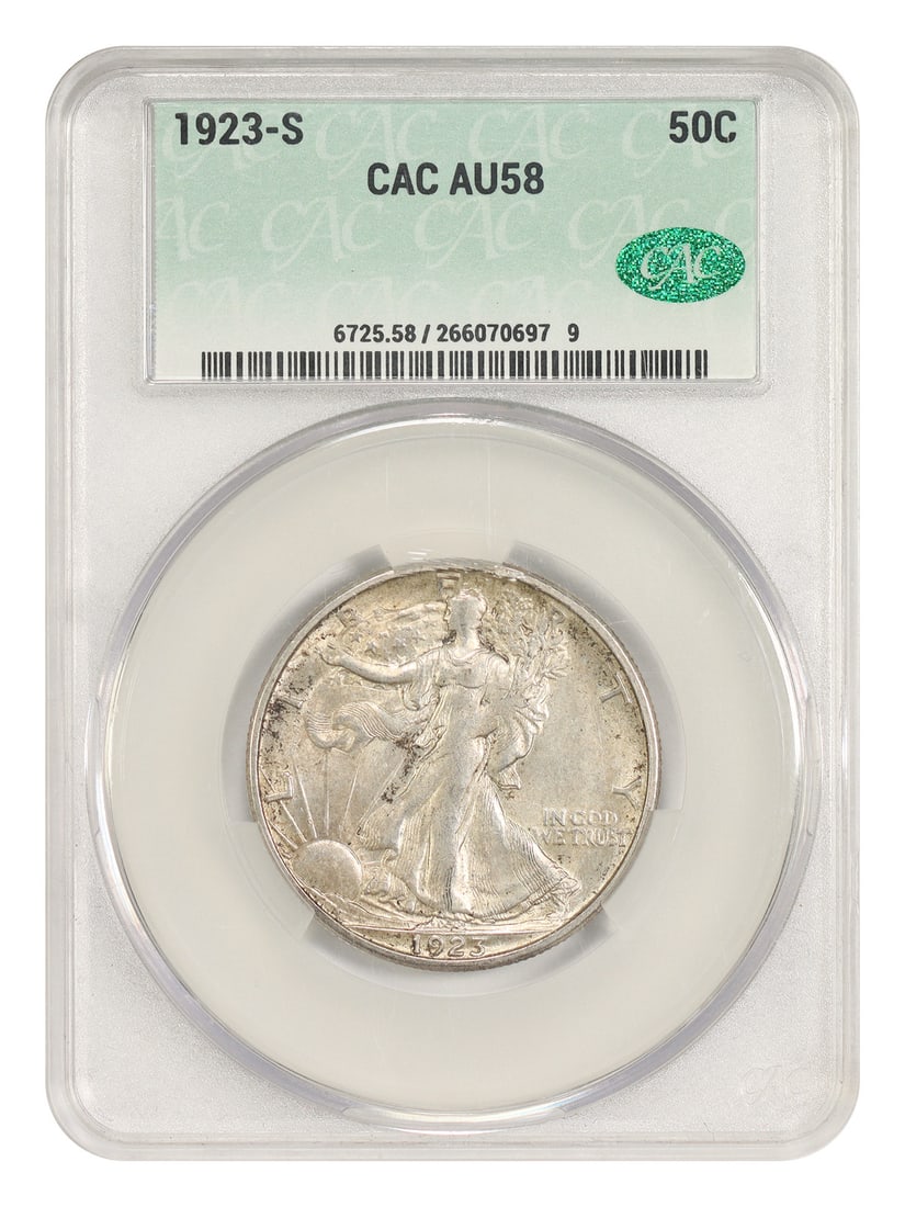 CACG AU58 1923-S Walking Liberty Half Dollar 50C (1 of 4)