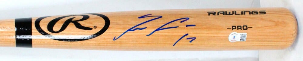 Beckett authenticated Ronald Acuna signed blonde pro baseball bat (1 of 2)