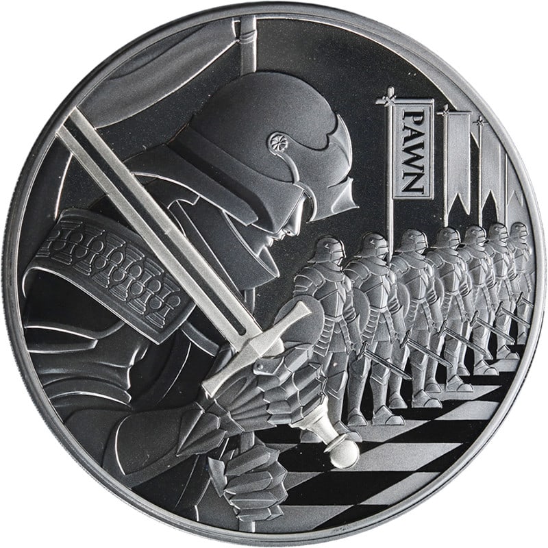 2026 Niue Silver Dollar Chess Pawn Black Proof OGP COA: 2026 Niue Silver Dollar Chess Pawn Black Proof OGP COA This is a 2026 Niue $1 Chess Pawn coin, crafted from 1 ounce of .999 fine silver in a black proof finish. The coin is uncirculated and comes with