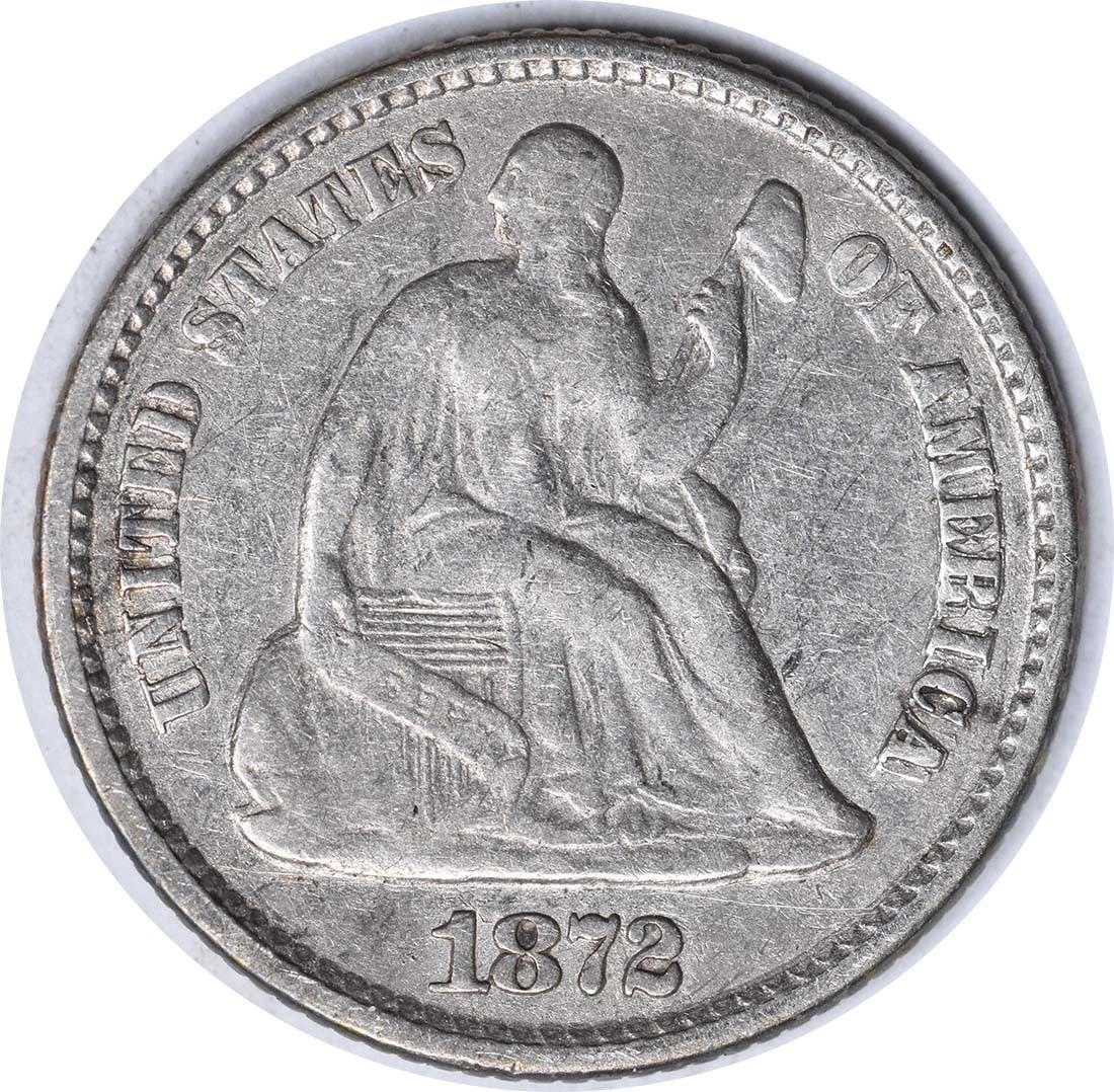 1872 Seated Liberty half dime silver DDO FS-101 VF uncertified: 1872 Seated Liberty half dime silver DDO FS-101 VF uncertified This 1872 Liberty Seated Silver Half Dime features the DDO FS-101 variety. The coin is circulated and composed of silver, with no mint ma