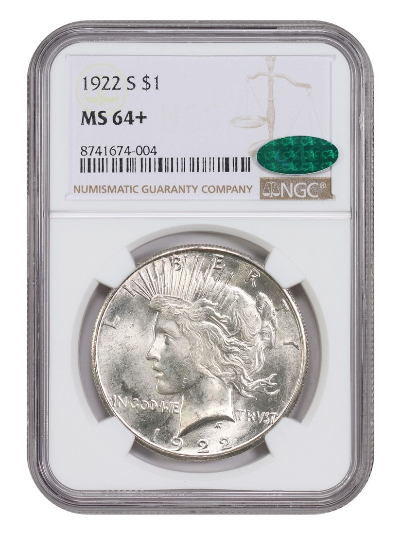 1922 S Peace Dollar $1 NGC MS64+ CAC First San Francisco Issue (1 of 4)