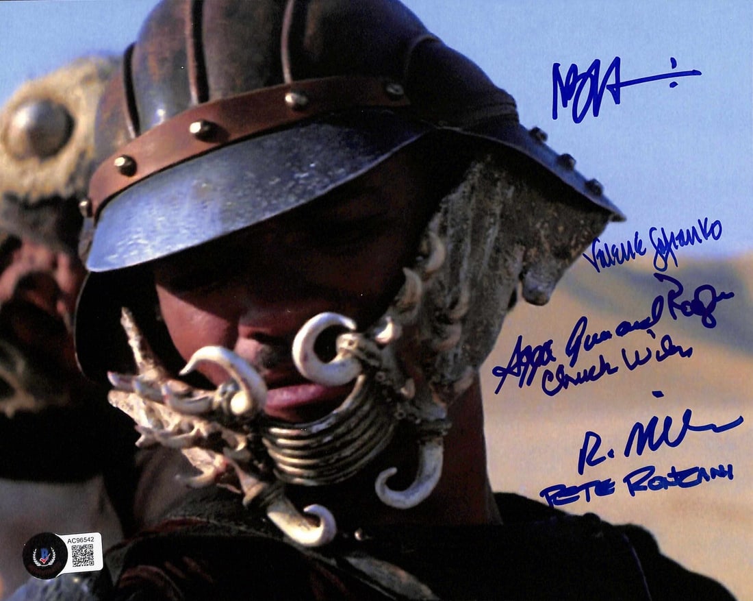 Beckett 8x10 Star Wars ROTJ Lando Skiff Team Signed Photo: Beckett 8x10 Star Wars ROTJ Lando Skiff Team Signed Photo This is an original 8x10 autographed photograph featuring Lando Calrissian as a Skiff Guard from Star Wars: Return of the Jedi. The photo is s