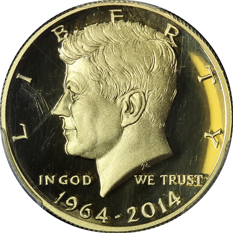PCGS PR70 DCAM 2014-W Kennedy 50c Gold 50th Anniversary 1st Strike (1 of 4)