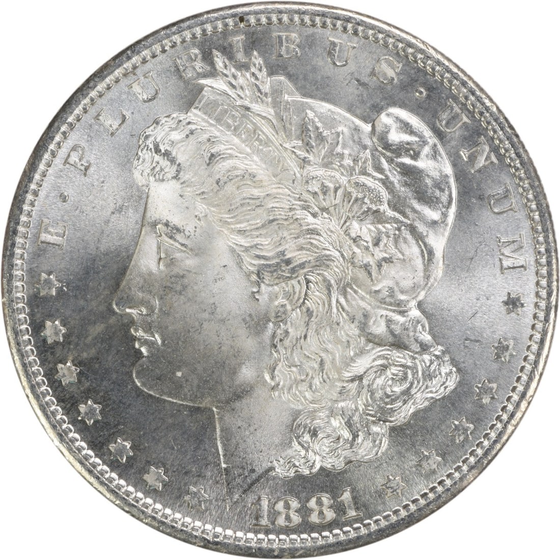 Choice BU 1881 San Francisco Morgan Silver Dollar Uncertified: Choice BU 1881 San Francisco Morgan Silver Dollar Uncertified This is an 1881-S Morgan Silver Dollar from the United States, featuring a composition of silver. The coin is uncirculated and classified 