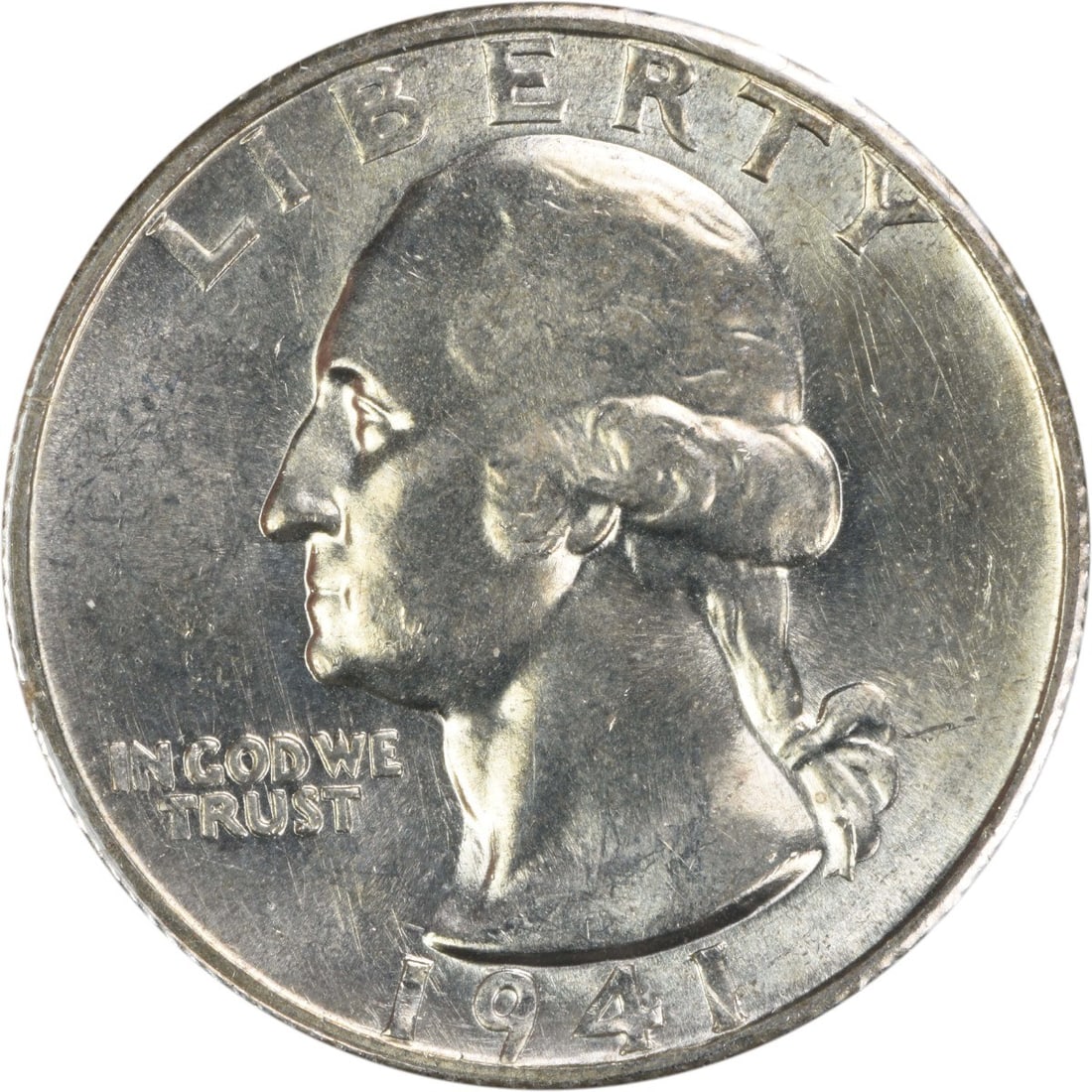 1941-S Washington 25C Silver Quarter Choice BU Uncertified: 1941-S Washington 25C Silver Quarter Choice BU Uncertified This 1941-S Washington Silver Quarter features the Large S FS-503 variety. Struck in silver, this uncirculated coin is graded as Choice BU+ a
